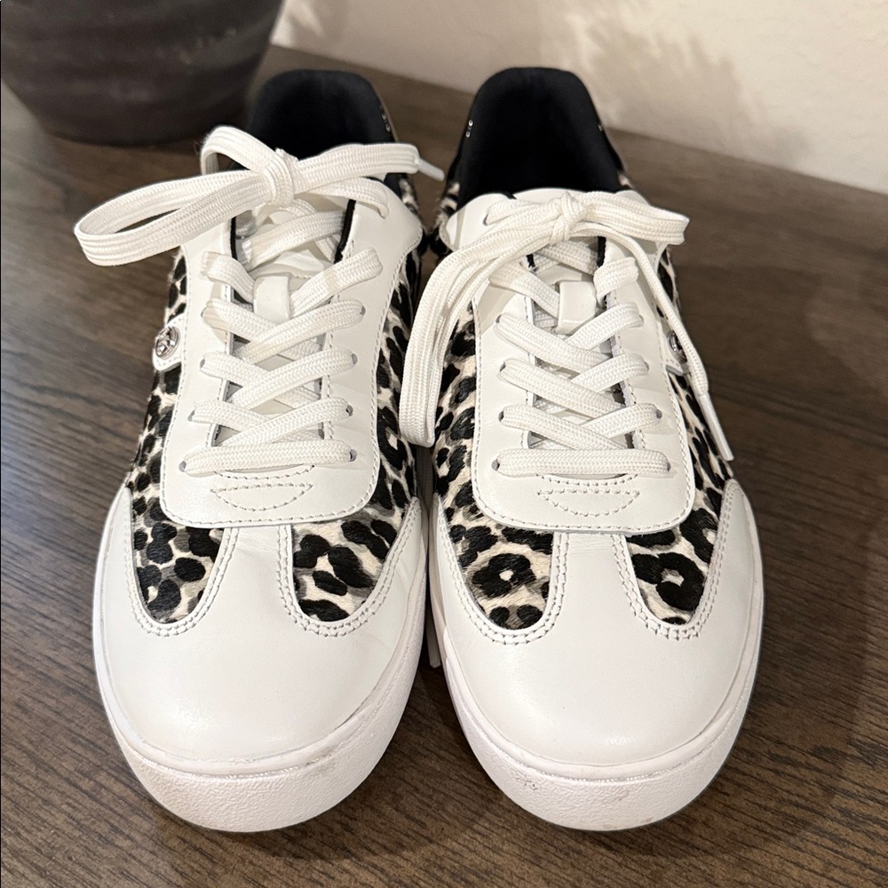 MICHAEL Michael Kors White and Leopard Sneakers